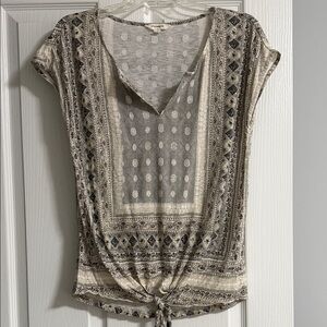Lucky Brand Beige Patterned Blouse